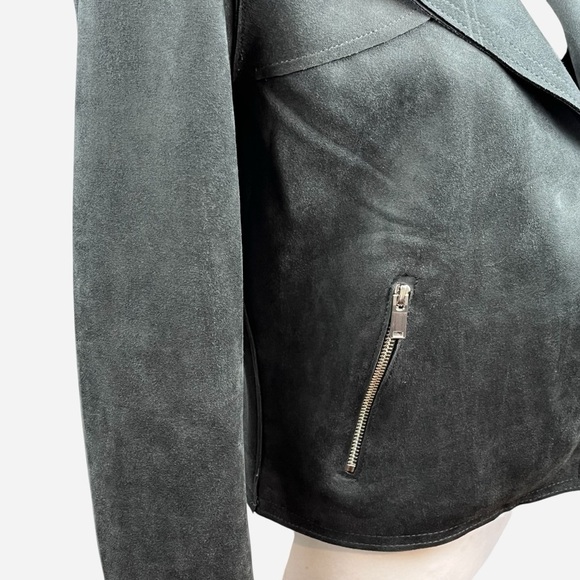 Philosophy Open Faux Leather Cropped Jacket XS Pockets Carbon Crystal Moto NEW - Picture 3 of 15